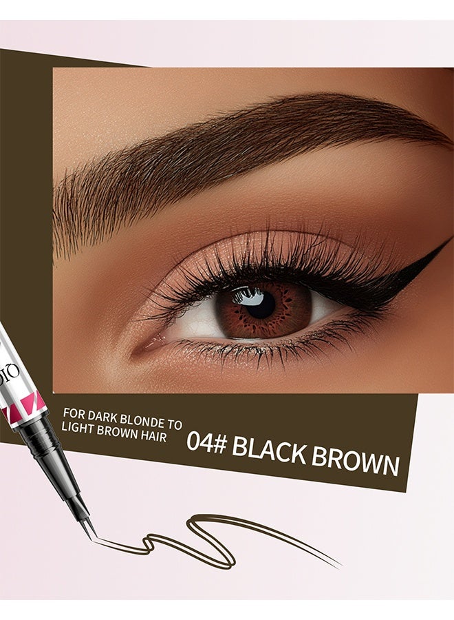 QIC Eyebrow Pencil, 2-in-1 Waterproof Eyebrow Pen, With 2 Tip Microblading Eyebrow Pencil And Ultra-Precise Brow Pencil, With Eyebrow Brush, Eyebrow Pencils For Women, Natural Hair-Like Brows, Black Brown - Image 2